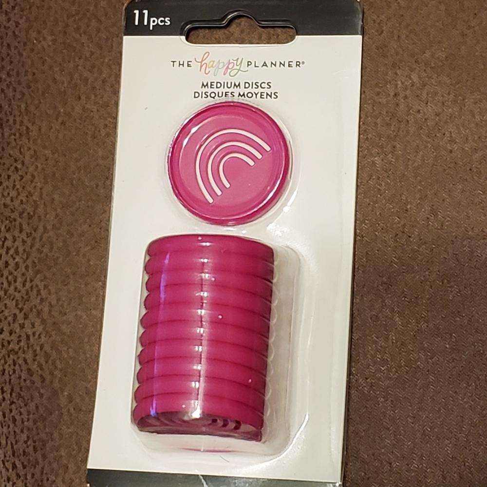 Happy Planner set of medium discs pink with rainbow